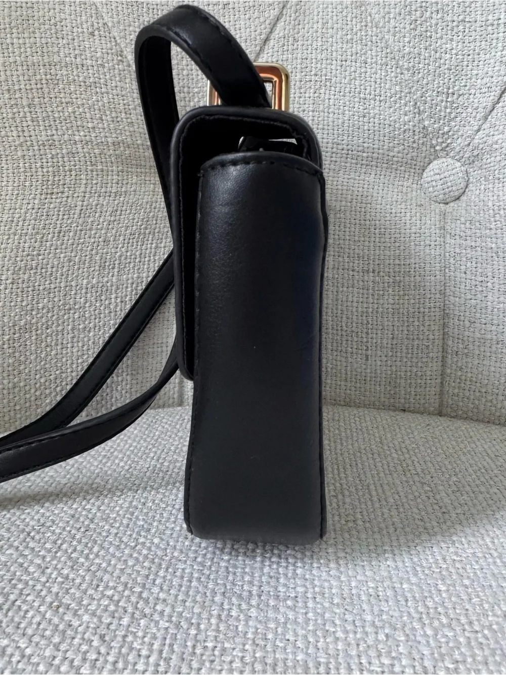 Target Classic Black Mini Crossbody Bag with Gold Hardware and Amber Accent